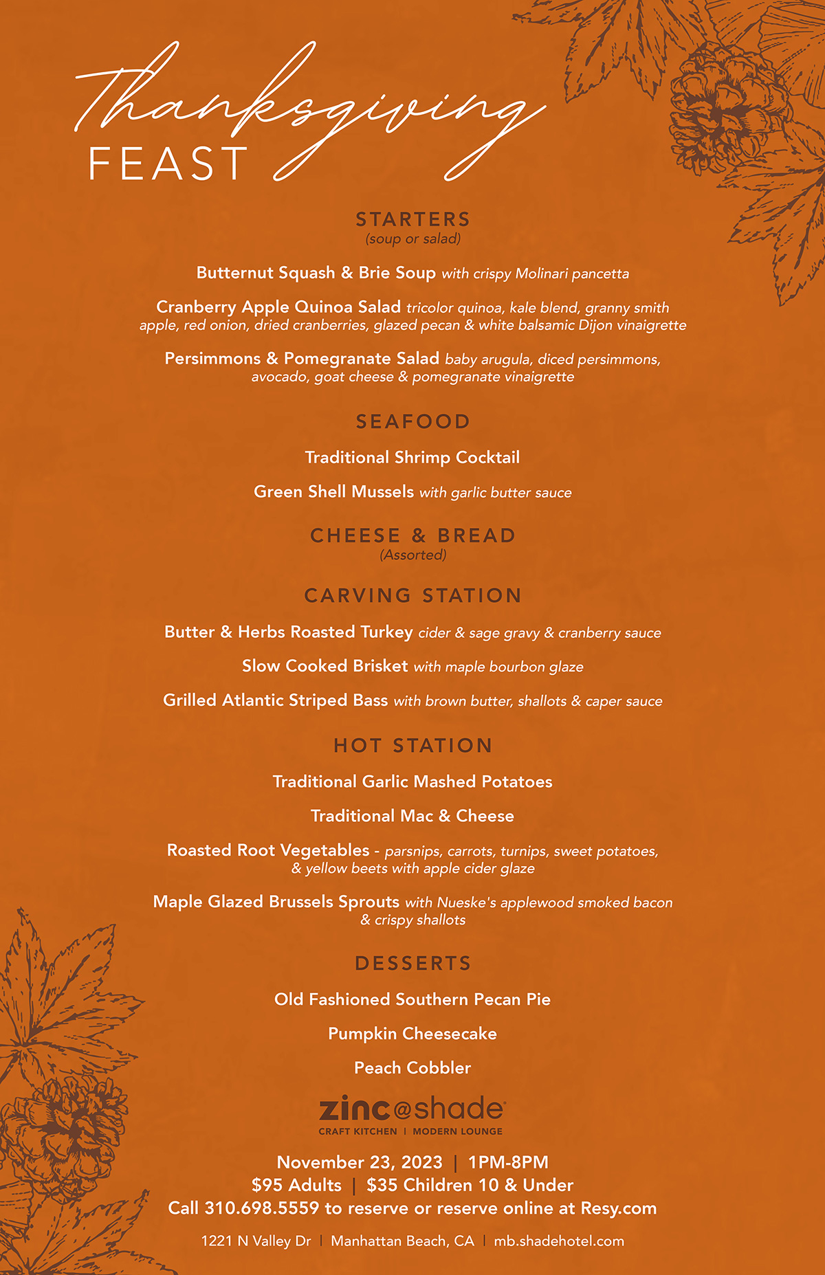 thanksgiving prix fixe feast promo poster
