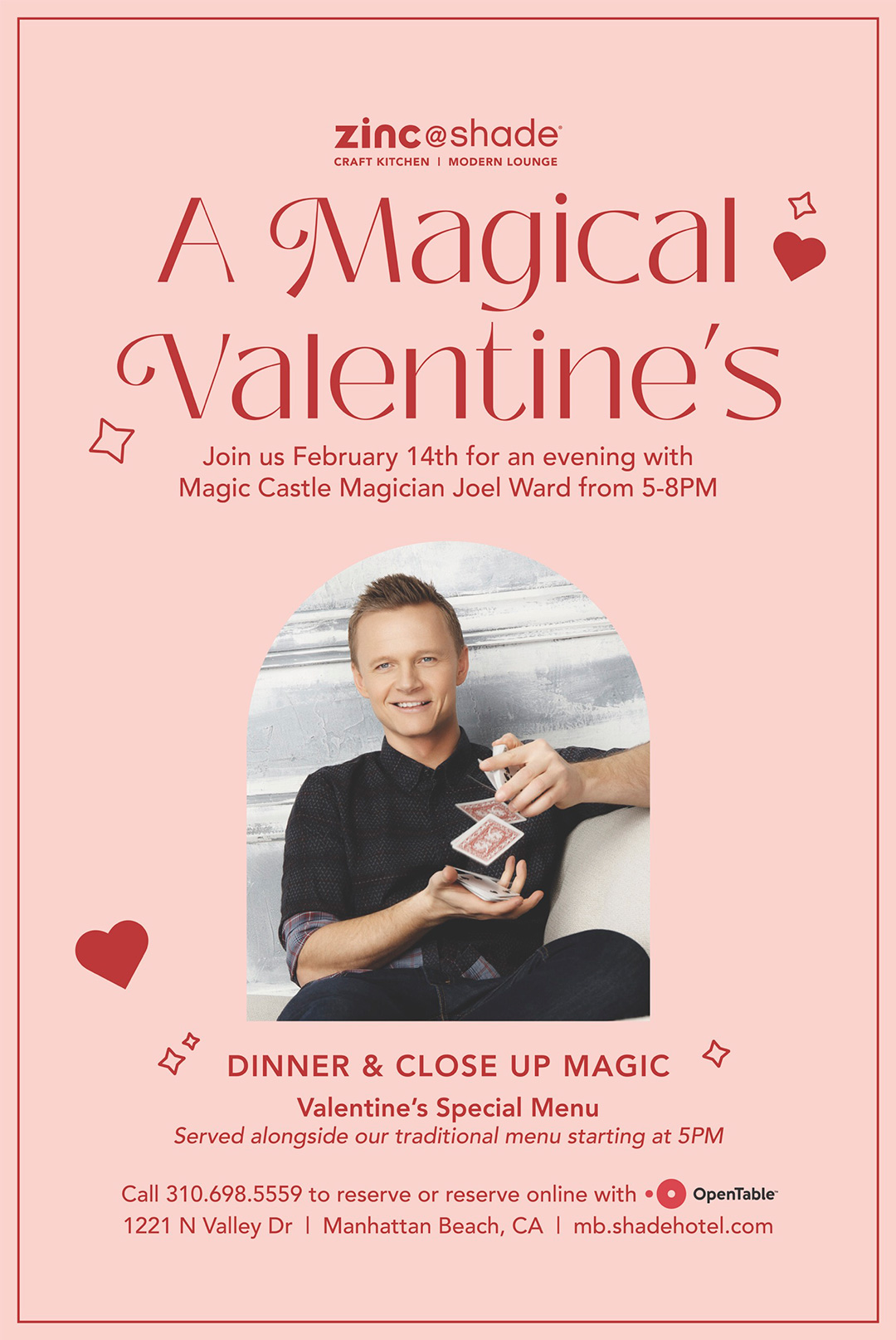 Valentine's Day menu spacials promotional poster
