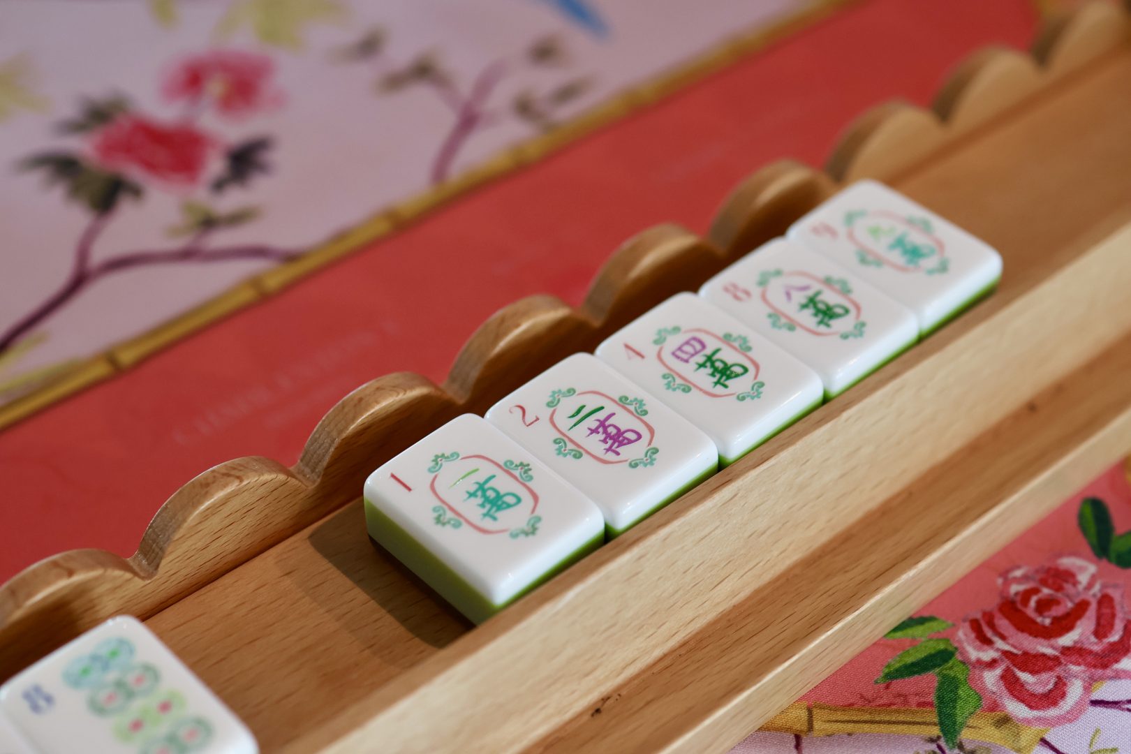 Shade Hotel Manhattan Beach Courtyard Mahjong Club Mahjong tiles lined up.